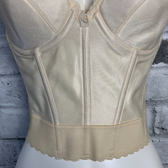 Vintage Bustier Corset Union Made Satin Lace Low Back Boned Underwire New - Picture 3 of 12